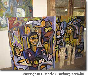 Paintings in Guenther Limburg's studio